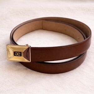 Vintage Pierre Cardin Brown Leather Belt Gold Buckle Sz 40 Italy